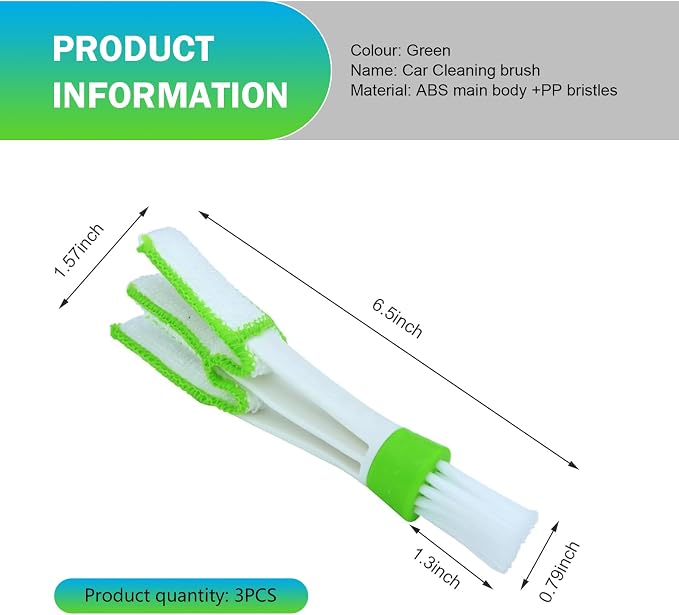3 PCS Mini Dusters for Car Air Vent, Double Ended Mini Cleaning Brush, Window - Image 2
