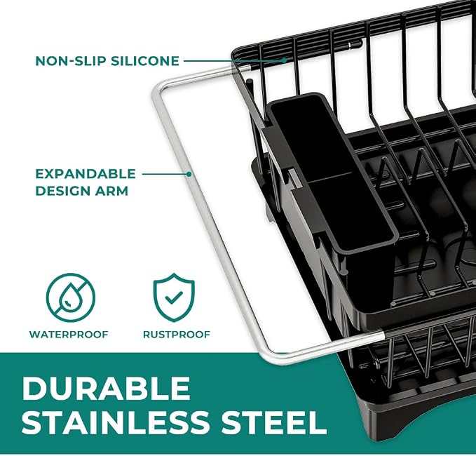 Small Dish Drying Rack in Sink, Expandable Stainless Steel Dish Drainers - Image 9
