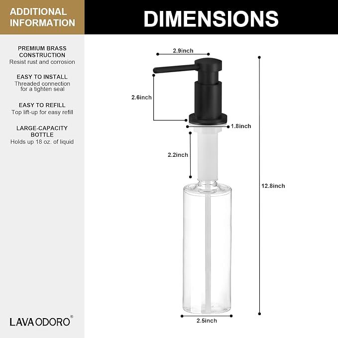 Lava Odoro Black Soap Dispenser - Image 6