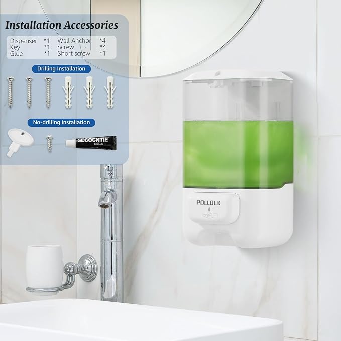 Liquid Soap Dispenser Wall Mounted, Hand Sanitizer Dispenser, Lotion Detergent - Image 7