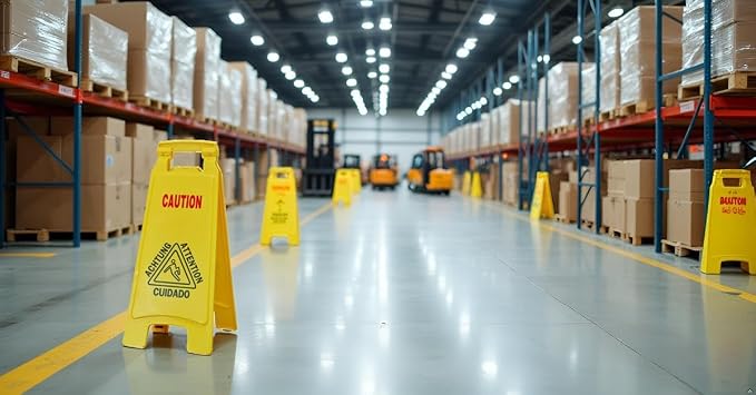 Wet Floor Sign, Slippery When Wet A-Frame Caution Sign, Bright Yellow - Image 7