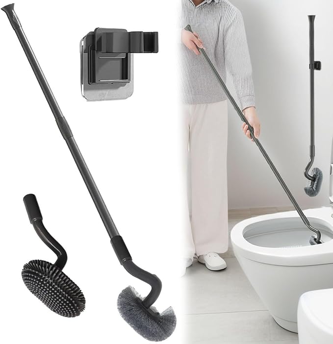Wall Mounted Long Handle Toilet Brush Set by Tuoweier
