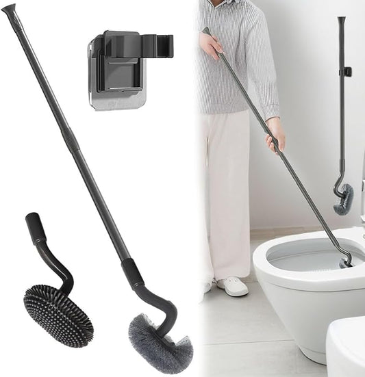 Wall Mounted Long Handle Toilet Brush Set by Tuoweier