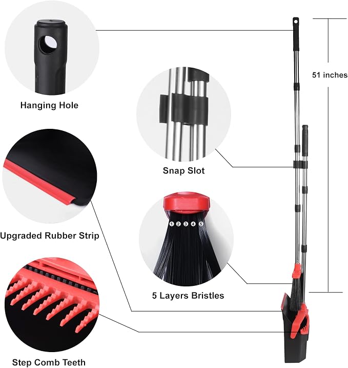 Upgrade Broom and Dustpan Set, Large Upright Stand Up Broom and Dustpan - Image 8