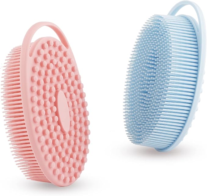 Soft Silicone Body Scrubber 2 PCS Silicone Body Shower, Silicone Loofah 2 in 1 by Bsofing