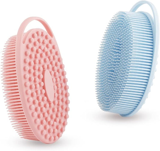 Soft Silicone Body Scrubber 2 PCS Silicone Body Shower, Silicone Loofah 2 in 1 by Bsofing