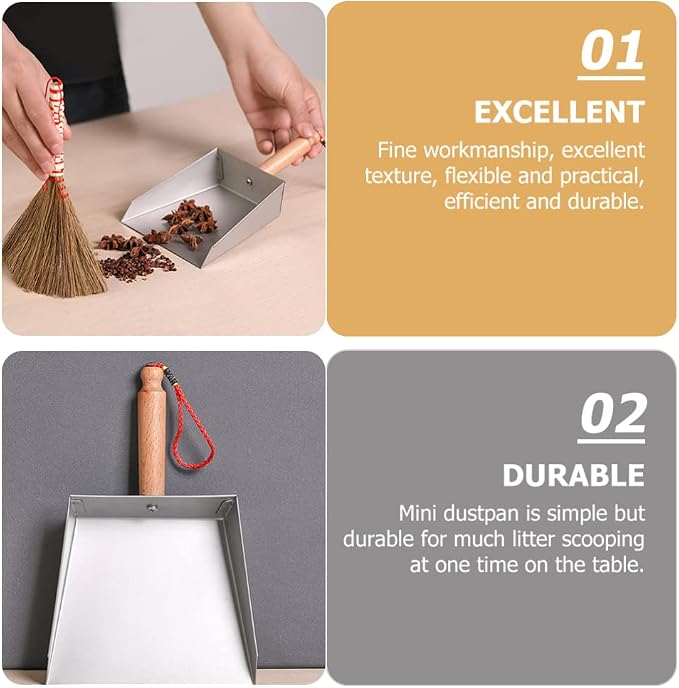 VOSAREA Mini Dustpan Stainless Steel Small Dustpan Portable Short Handle - Image 6