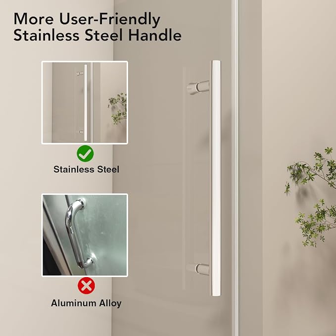 49-54” W x 76" H Single Sliding Shower Door, Frameless Shower Door - Image 4