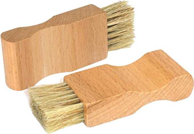 2 Pcs Shoe Polish Applicator Brushes Small Shoe Cleaning Brushes Wooden Handle by qiangXINGYai