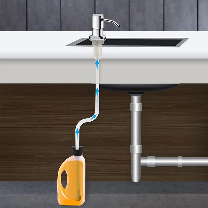 Soap Dispenser for Kitchen Sink and Extension Tube Kit, Stainless Steel - Image 3