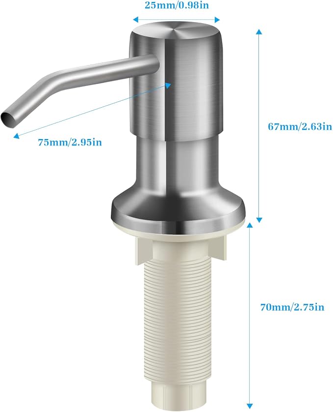 Soap Dispenser for Kitchen Sink and Extension Tube Kit, Stainless Steel - Image 5