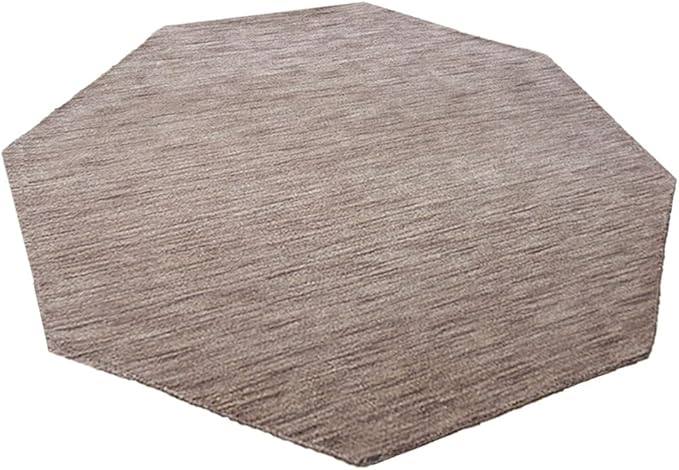 Hand Knotted Loom Wool ECO-Friendly Area Rugs - 8'x8', Octagon Shape, Light Brown Color, Plain Solid, High Pile Thick Handmade Anti Skid Area Rugs for Living Room, Bed Room (L00111)