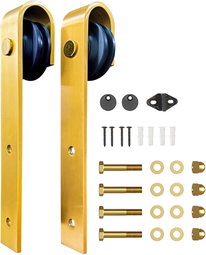Rio Salto Brushed Brass Gold Barn Door Rollers – Extra Sliding Barn Door by RioSalto