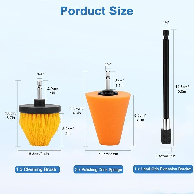 Linkstyle 5PCS Drill Polishing Cone Set, Car Wheel Polisher Sponge Pad Kit - Image 2