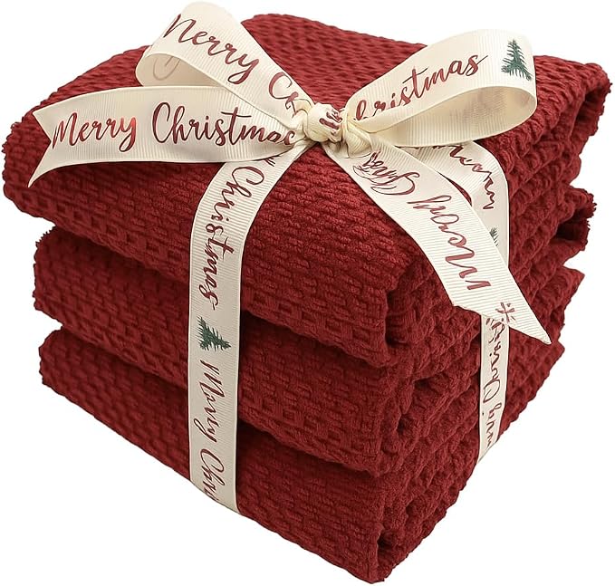 Maroon Dark Red Brick Red Kitchen Hand Dish Towels: Oversized 28" x 18" - Image 4