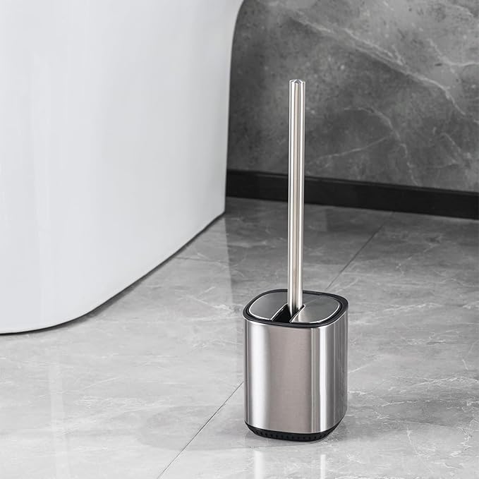 Toilet Brush Holder Set Toilet Bowl Brush Stainless Steel Automatic Open lid - Image 8