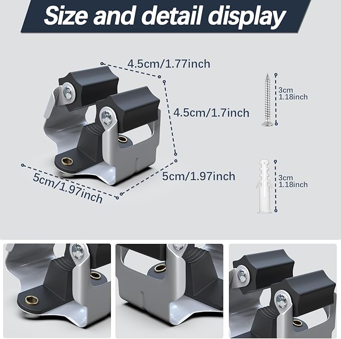 3-H 45 Pack Mop and Broom Holder Big Size Hanging 1 KG Extra, Broom Hanger Wall - Image 3