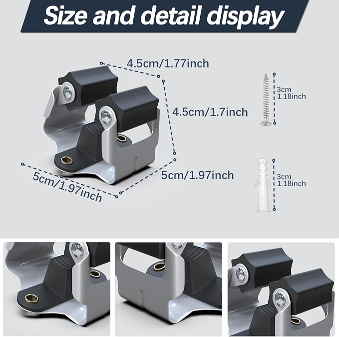 3-H 6 Pack Mop and Broom Holder Big Size Hanging 1 KG Extra, Broom Holder Wall - Image 3