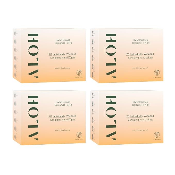 ALŌH Skin - Softening Sanitizing Hand Wipes – Sweet Orange Bergamot - 4 Boxes by AL%C5%8CH