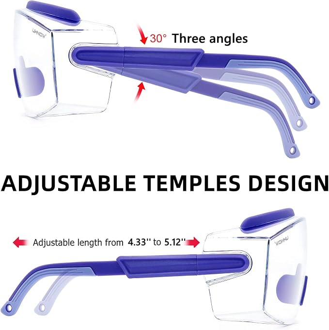 UKNOW Safety Goggles Over Glasses, Safety Glasses Anti Fog Wraparound Eye - Image 4