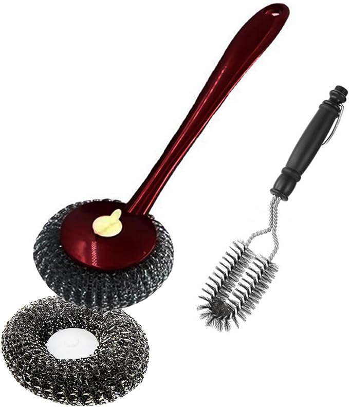 Steel Wool Brush Long Handle Stainless Steel Scrubbers Brush by Unknown