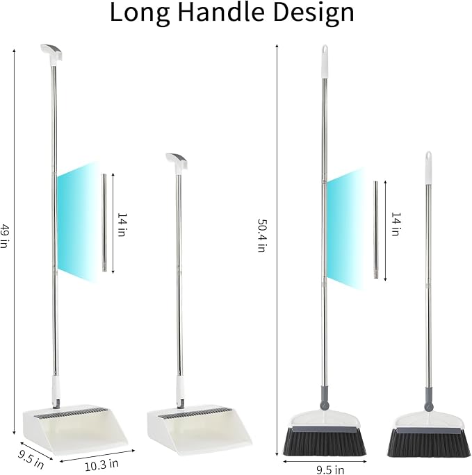 Broom with Dustpan Combo Set, 2 in 1 Broom and Dustpan Set with Long Handle - Image 6