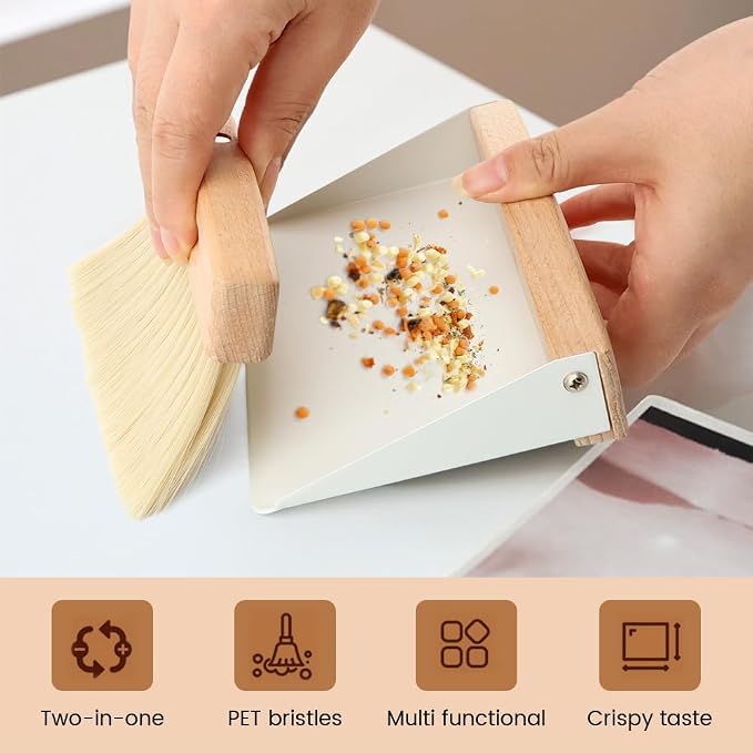 Mini Dustpan and Brush Set, Small Beechwood Dust Pan and Brush Set, Portable - Image 5