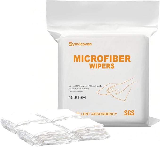 Microfiber Wipes 4"x4" Superfine Lint Free Cloths Cleaning and Drying Cloths by Synvicovan
