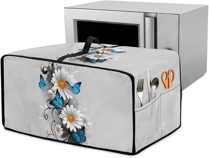 Toaster Oven Cover Dust-Proof Countertop Convection Oven Cover Protective Smart Microwave Oven Accessories and Decor, L, 18.5 x 22.5 x 13 inches, Daisy Butterfly Gray