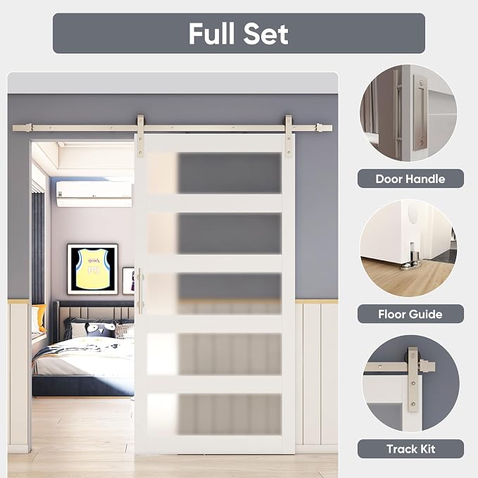 BARNSMITH 36in x 80in 5-Panel Glass Barn Door - Image 6