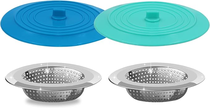 V-TOP Kitchen Drain Strainer Stopper 4 Pack, Universal 6 Inch Silicone Plug by V-TOP