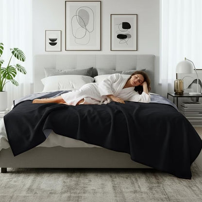 Waterproof Blanket for Bed Couch Sofa, 40''x60'' Reversible & Washable, Fleece and Flannel Waterproof Mat, Water Resistant Bed Cover, Leakproof Mattress Protector(Dark Grey/Light Grey)