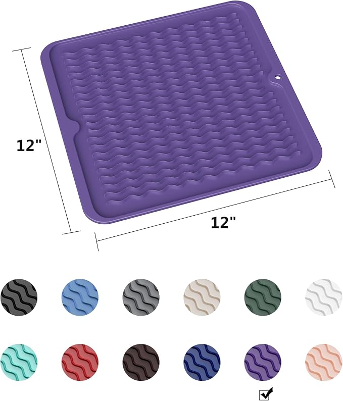 ZLR Silicone Dish Drying Mat for Kitchen Counter, Eco-Friendly Fast Dry Dish Mat - Image 6