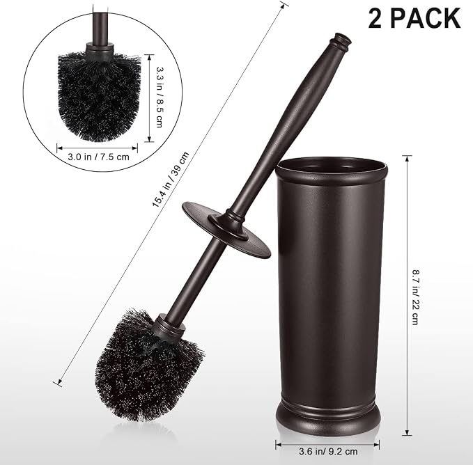 HAMITOR Toilet Bowl Brush Holder Set: 2 Pack Modern Deep Cleaning Bathroom - Image 7