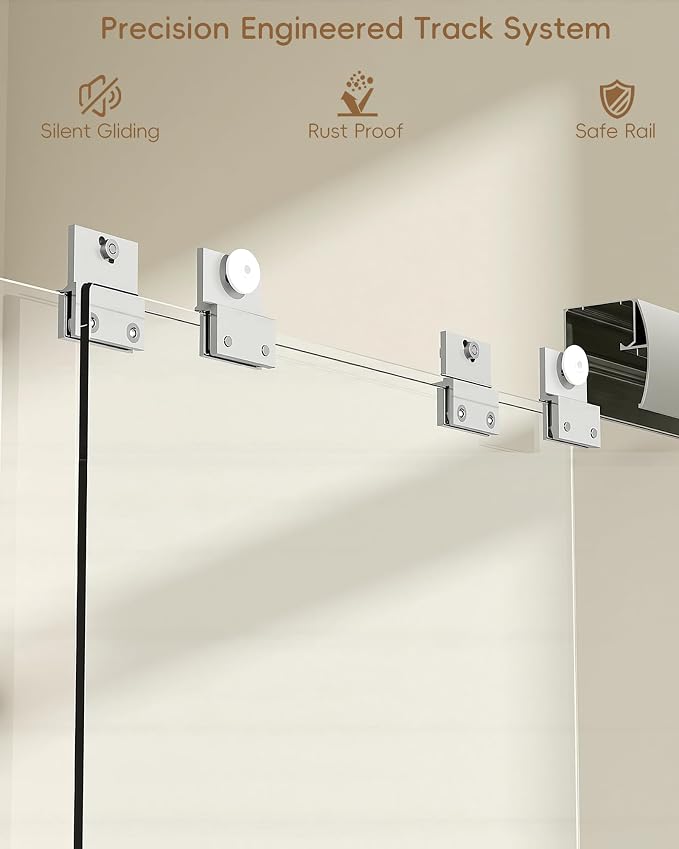 Shower Door 56-60'' W x 72'' H Semi-Frameless & Double Sliding, 1/4 inch - Image 3