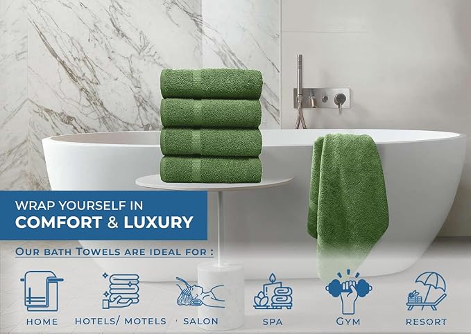 DAN RIVER Bath Towels Set of 4, 27 x 54 Inches, 100% Cotton, Larger & Lighter - Image 5
