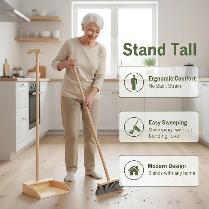 Wooden Dustpan – Long Handle Standing Dust Pan - Image 7