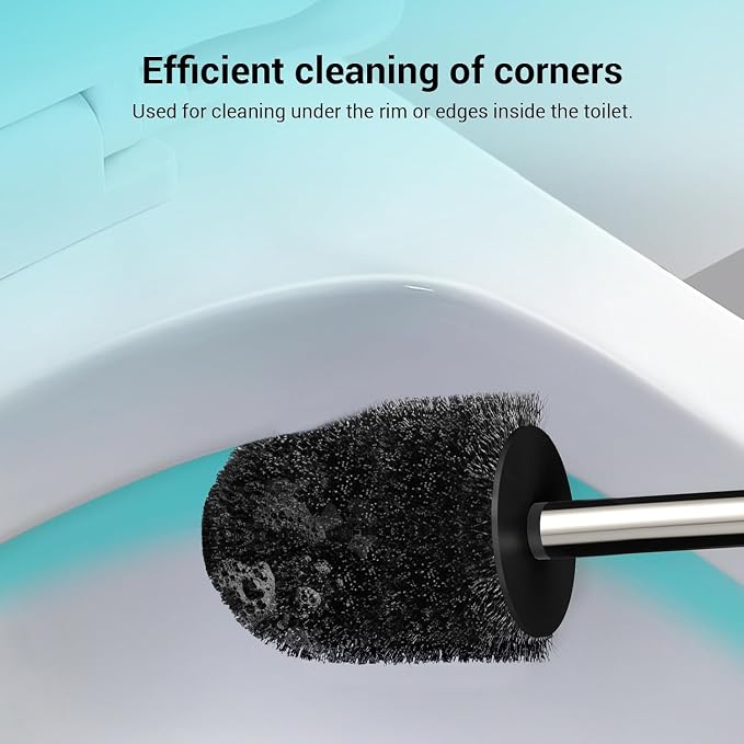 Compact Size Toilet Brush & Holder, 2 Pack, Stainless Steel Handle, Space Saving - Image 4