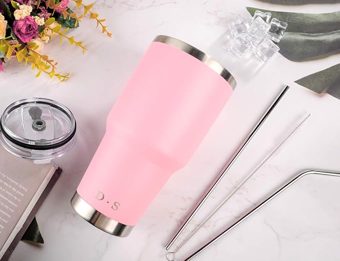 D·S 30 oz Pink Tumbler Stainless Steel Double Wall Vacuum Insulated Mug - Image 5