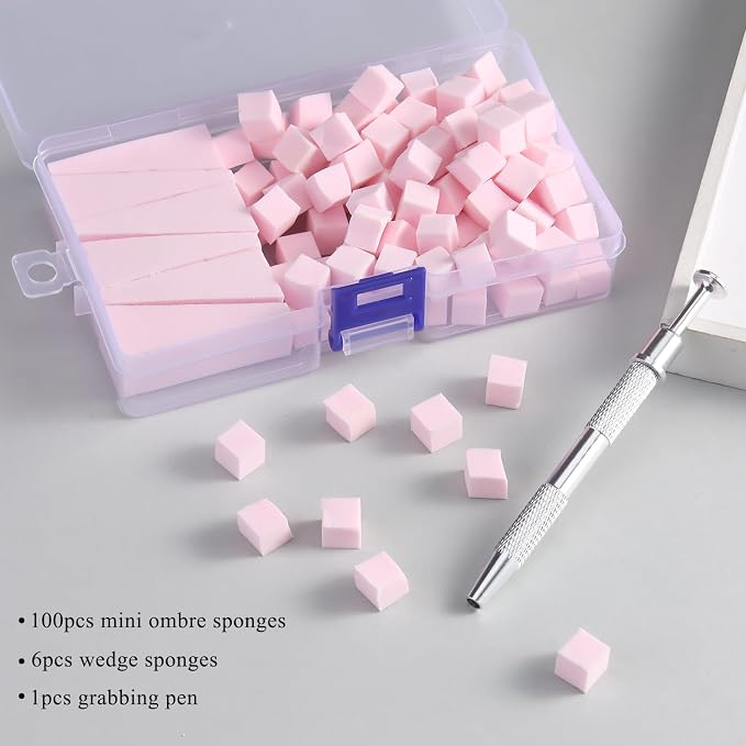 100Pcs Soft Nail Sponges for Ombre, Gradient Effect Pink Nail Art Sponges - Image 2