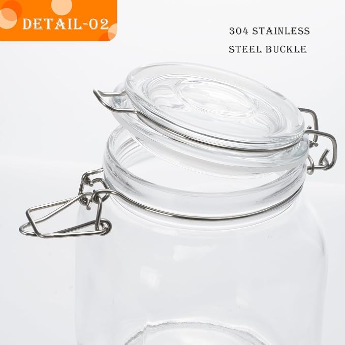 34oz Square Glass Food Storage Jars - Image 5