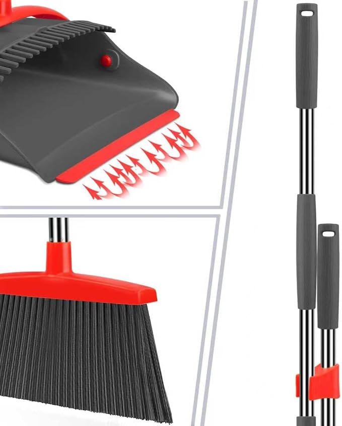 YZO Broom and Dustpan Set, 50.6-Inch Long Handle Standing Design, Dustpan Front - Image 2