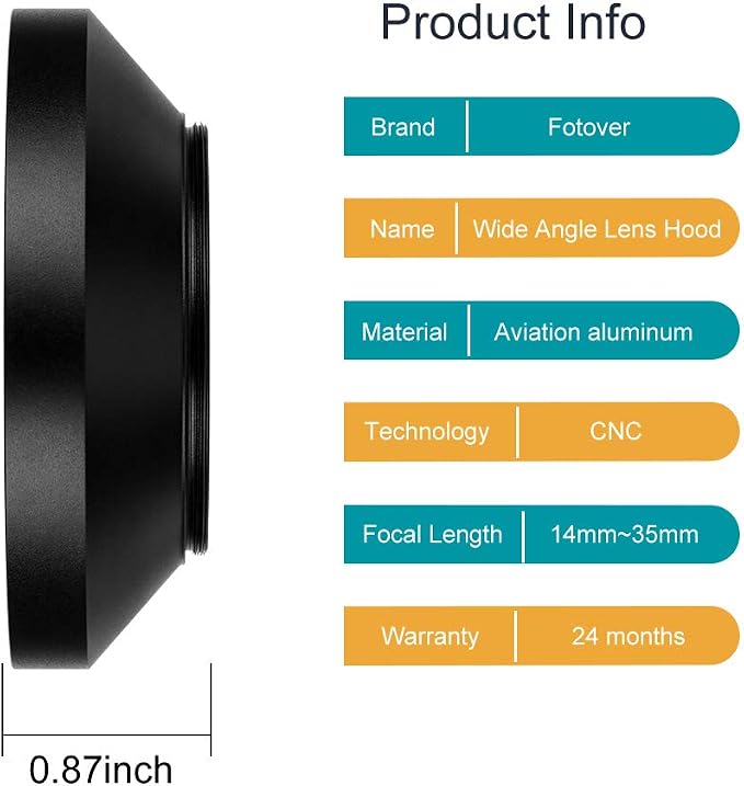 55mm Wide Angle Lens Hood, Universal Metal Lens Hood Sunshade - Image 3