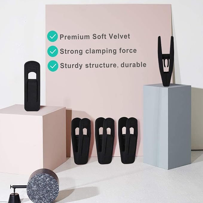 Black Velvet Hangers Clips 50 PCS, Non-Slip Velvet Clips - Image 4