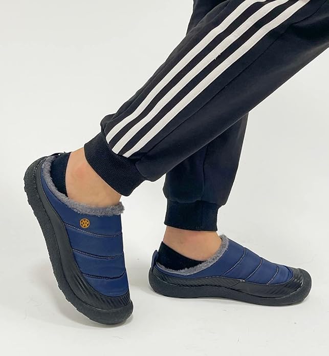 Womens Mens House Slippers Slip on Snow Winter Warm Fully Fur Lined Slippers - Image 7