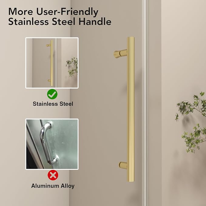 49-54” W x 76" H Single Sliding Shower Door, Frameless Shower Door - Image 4