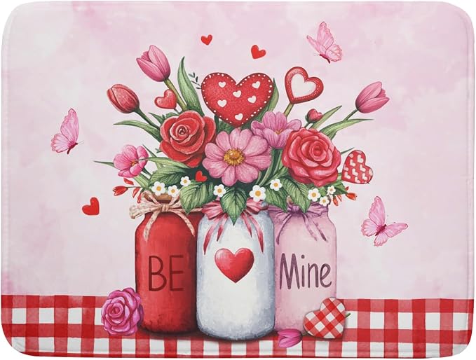 Rose Vase Dish Drying Mat 18x24 inch Romantic Floral Washable Absorbent Dish by Giwawa