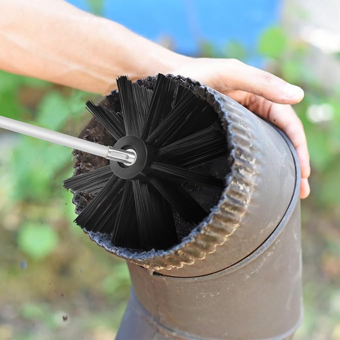 20feet Chimney Sweep Kit with 15 Flexible Rods, Dual Brush Heads - Image 3
