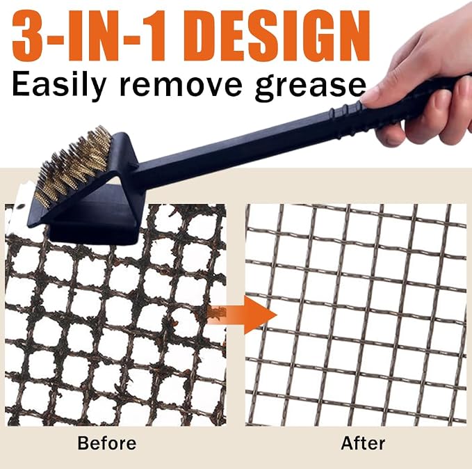 3-in-1 BBQ Grill Cleaning Brush, Brush Outdoor BBQ Cleaner Accessories Brush - Image 4