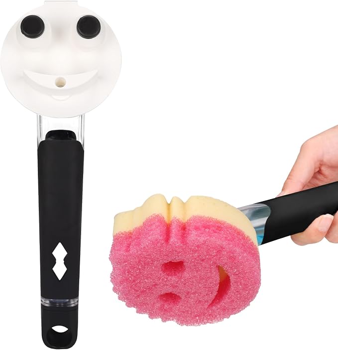 Smile Sponge Dish Wand Holder for Round Smiley Face Sponge Soap Dispensing by AMAZYC-US